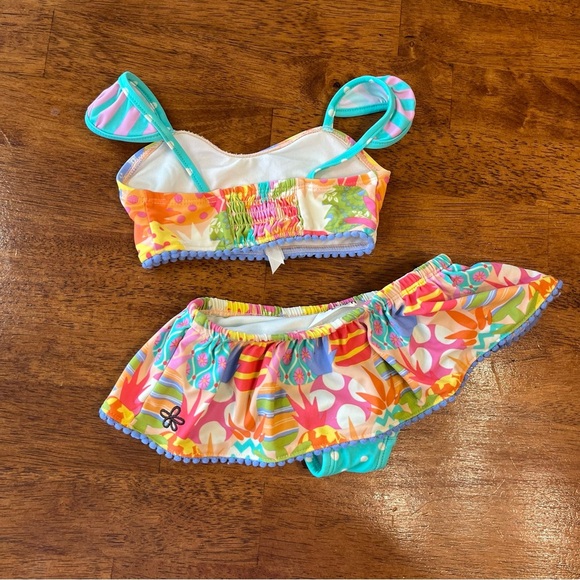 Matilda Jane tropical colorful two piece ruffle swimsuit size 2 - Picture 4 of 4